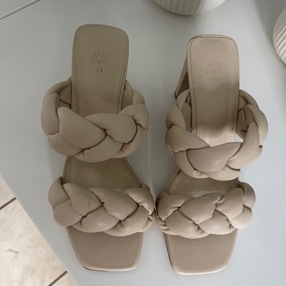 H&M cream braided heel
